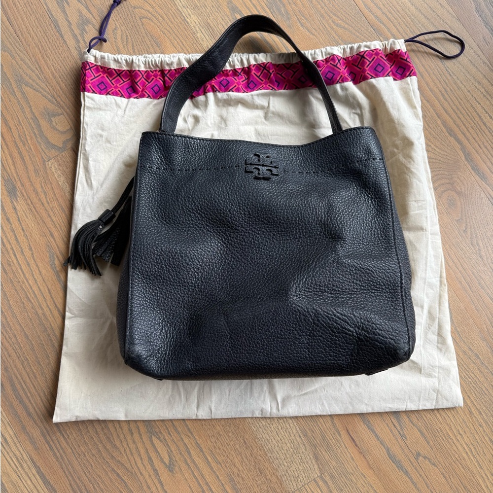 Tory Burch Black Leather Tote Bag